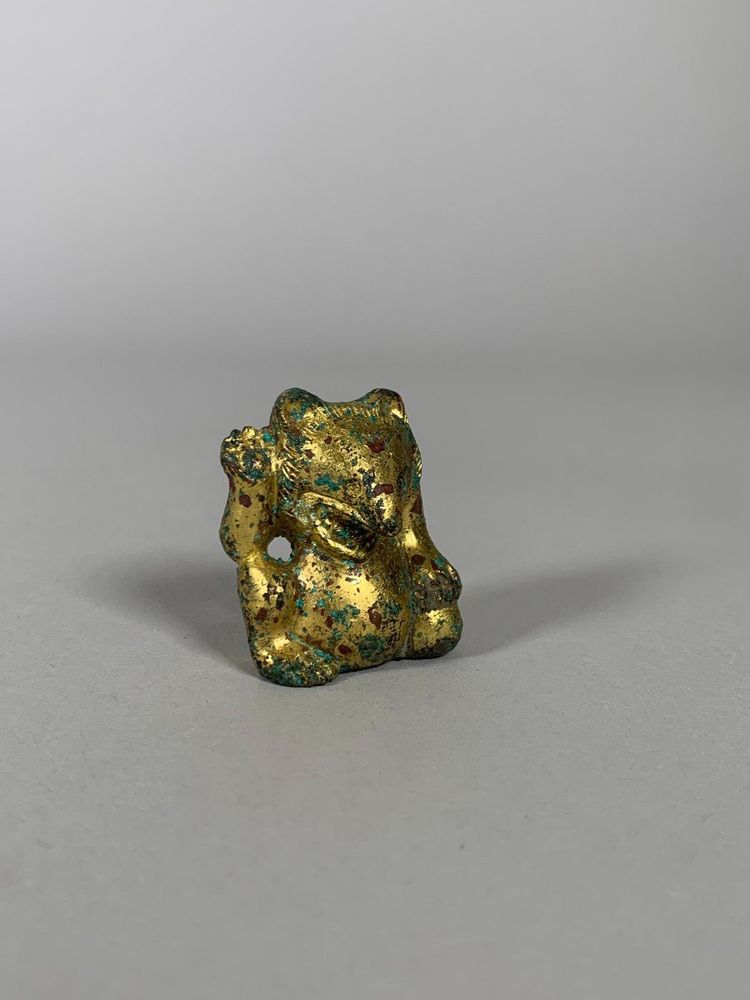 Sculpture d'Ornement En Bronze Dynastie Han 206 Bc-220 Ac Ours En Bronze Dore Archeologie Chine