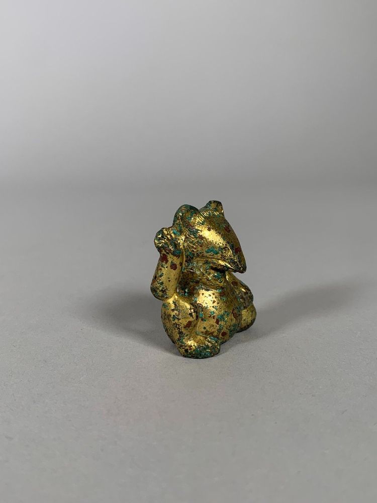 Sculpture d'Ornement En Bronze Dynastie Han 206 Bc-220 Ac Ours En Bronze Dore Archeologie Chine