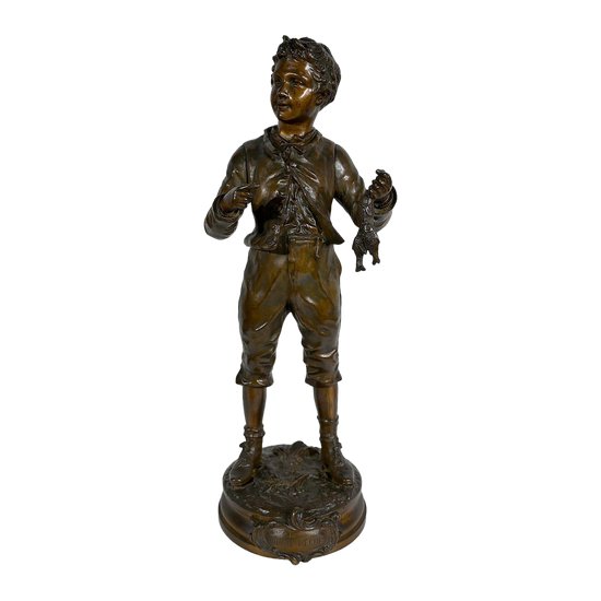 Importante bronzo "Bonne Pêche" di C. Anfrie - XIX secolo