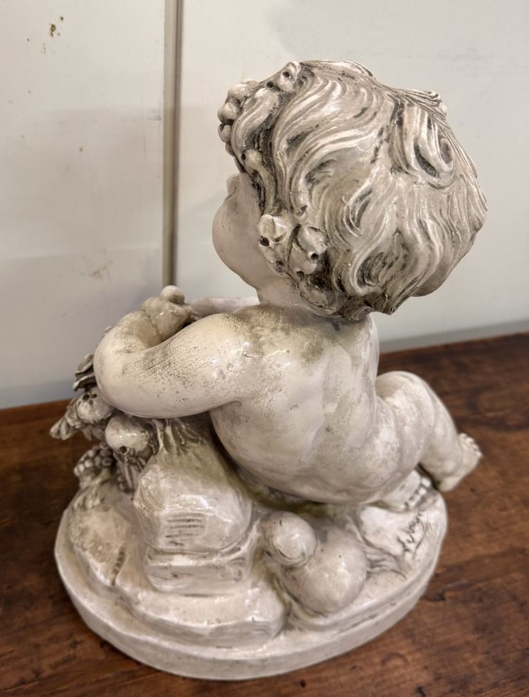 Lebrun : Putti en terre cuite émaillée