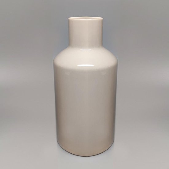 1970 Amazing Pair of Ceramic Vases by F.lli Brambilla in Beige Color. Made in Italy
