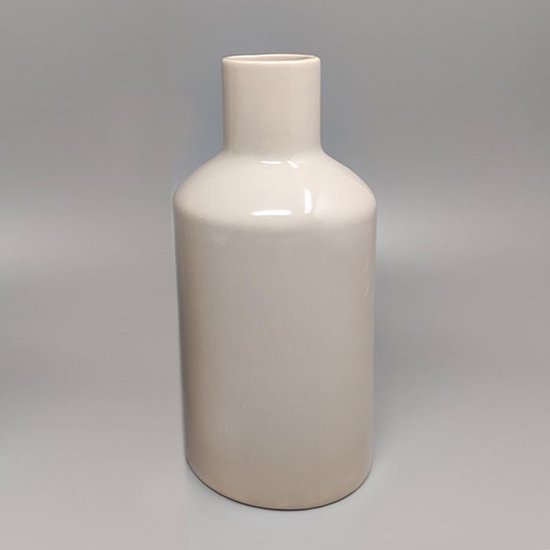 1970 Amazing Pair of Ceramic Vases by F.lli Brambilla in Beige Color. Made in Italy