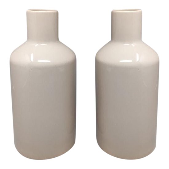 1970 Amazing Pair of Ceramic Vases by F.lli Brambilla in Beige Color. Made in Italy