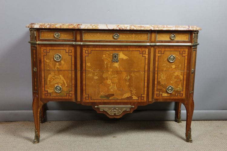 Commode Transition en marqueterie époque XXème