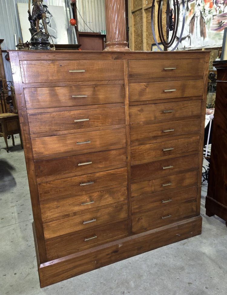 Antique solid oak cabinet with drawers from the 19th century