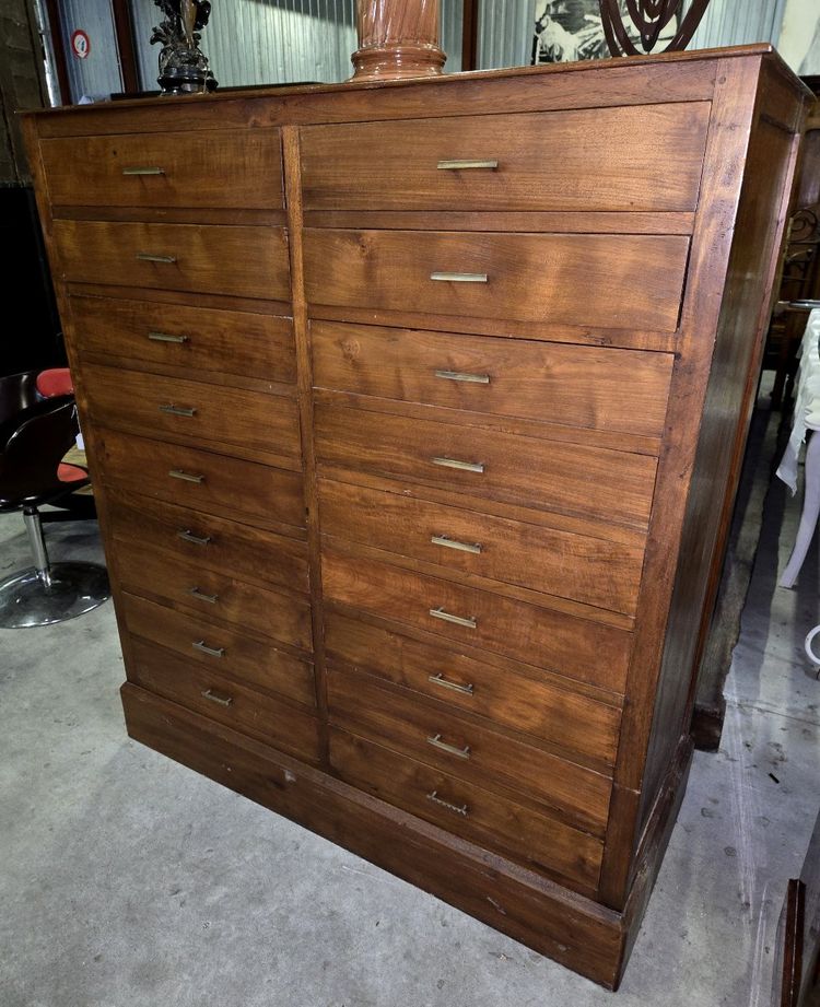 Antique solid oak cabinet with drawers from the 19th century