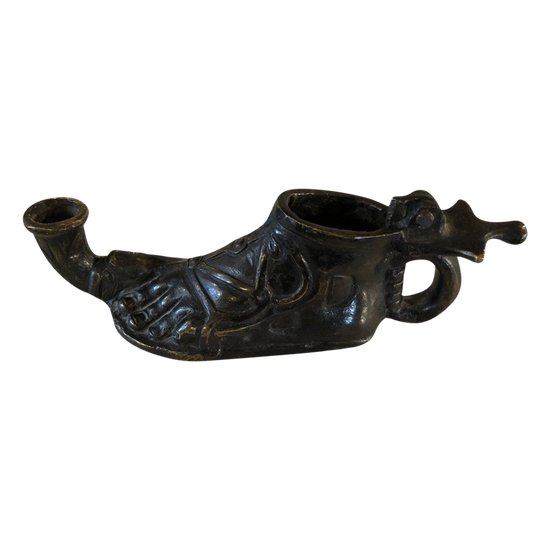 Lampe à Huile En Bronze Patiné- Souvenir Du Grand Tour- Début XIXème Siècle