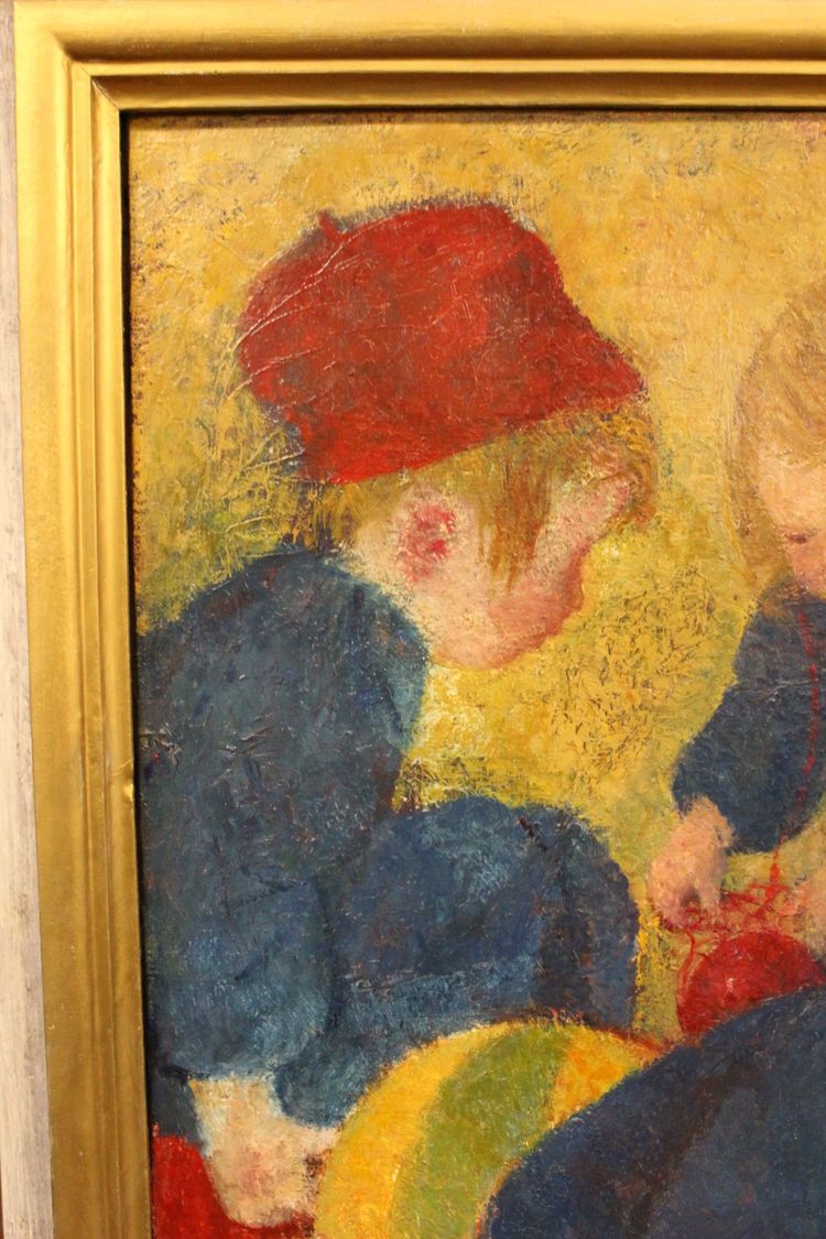 Öl auf Leinwand, Kinder mit Luftballons von Vilma Vrbova Kotrbova