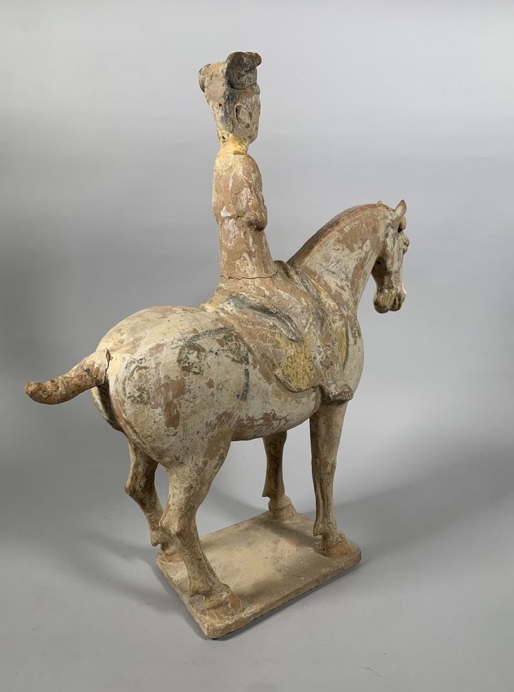 Terrakotta-Skulptur eines Reiters, Han-Dynastie, 206 v. Chr. – 220 n. Chr., China, Archäologie