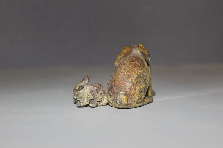 Vienna spelter figure of a rabbit, circa 1900