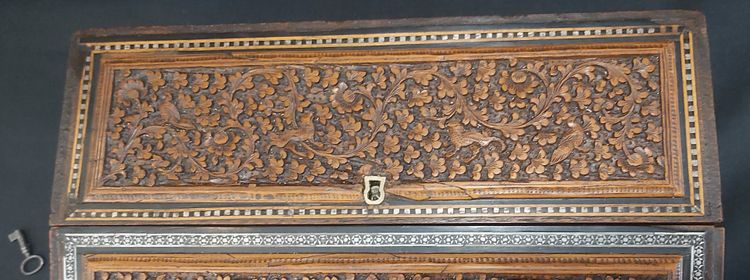 Carved Anglo-Indian writing desk