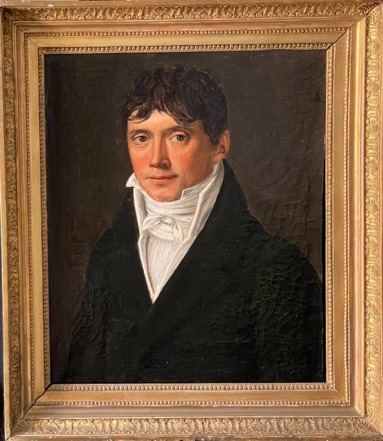 Huile sur toile du 19ème siècle, Portrait de jeune homme.