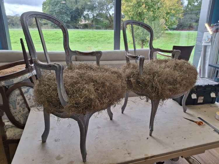 Pair of lacquered wood armchairs stamped MEUNIER, Louis XV period