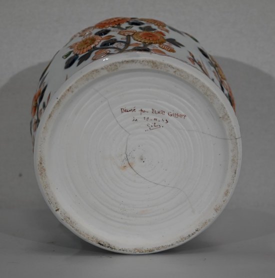 Important Vase with Imari decoration, signed H. Gibot - 1943