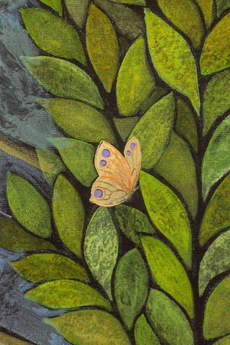 Large panel painted with acrylic on linen canvas. Contemporary work. LS66511357