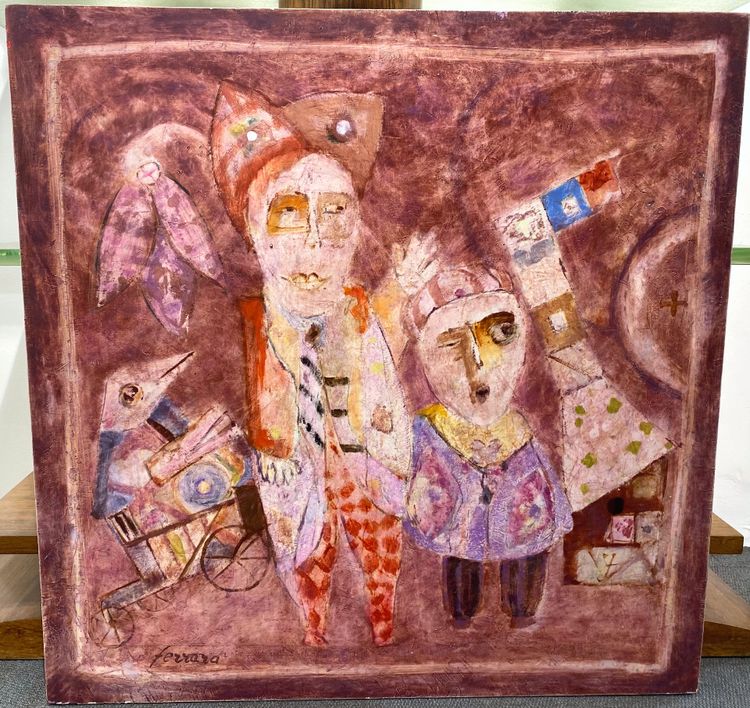 Roger Ferrara, oil painting on wood panel, 20th century, signed