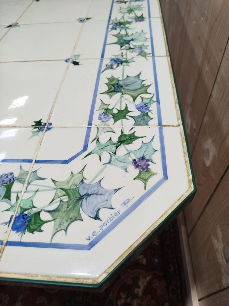 Earthenware bistro table signed Vincent and Élisabeth Portier