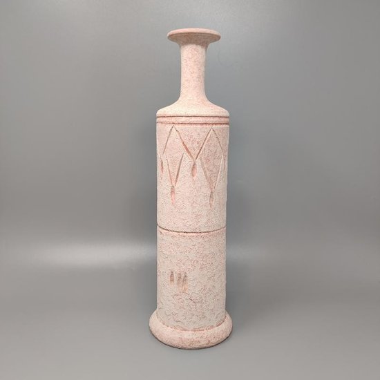 1970 Stunning Pair of Antique Rose Colored Ceramic Vases. Made in Italy