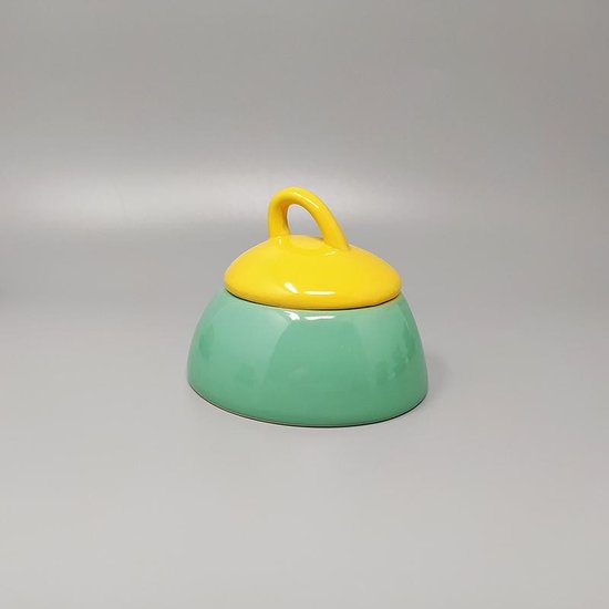 1980 Magnifique service à thé/café vert et jaune en céramique par Naj Oleari. Fabriqué en Italie