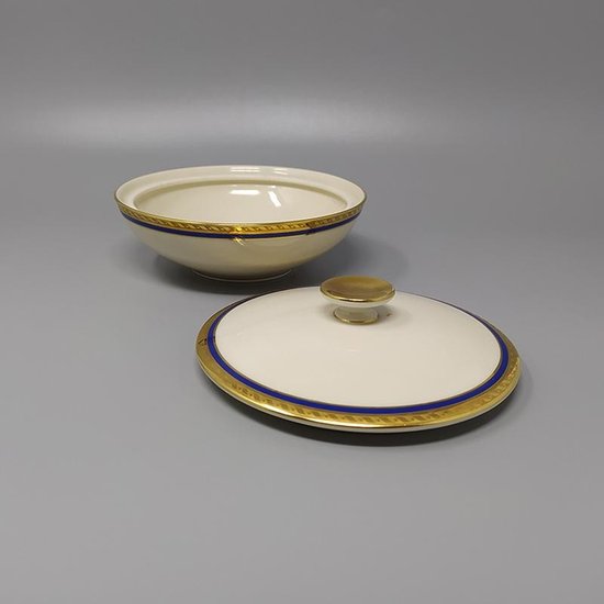 1950 Magnificent white, blue and gold tea/coffee service in Bavarian porcelain. Made in Germany