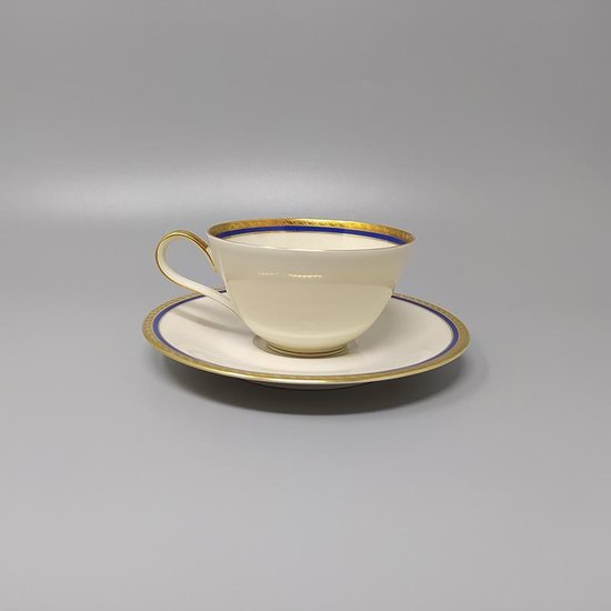 1950 Magnificent white, blue and gold tea/coffee service in Bavarian porcelain. Made in Germany