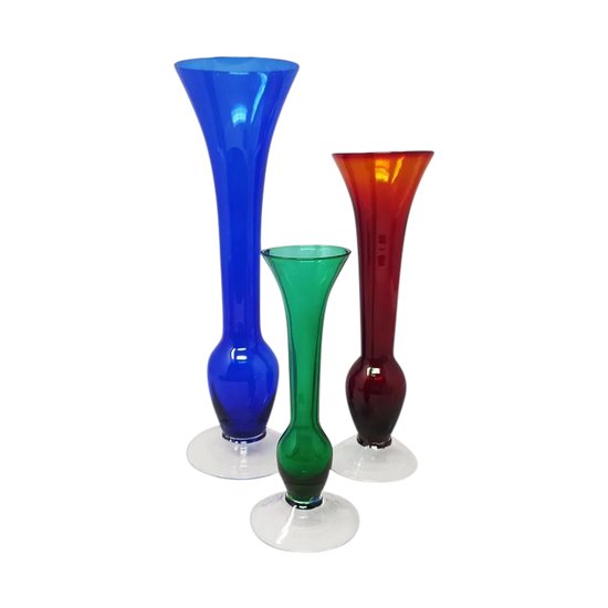 1970 Magnificent Set of 3 Vases by Seguso, in Murano Glass, Made in Italy