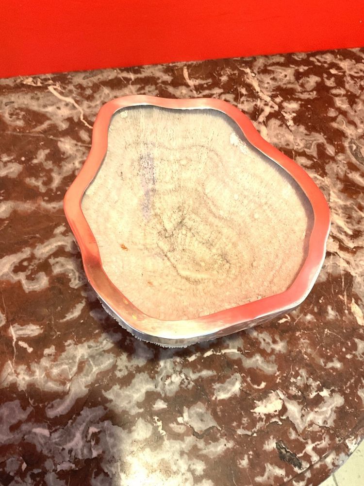 Important Coral Bowl Set with a Silver Metal Border