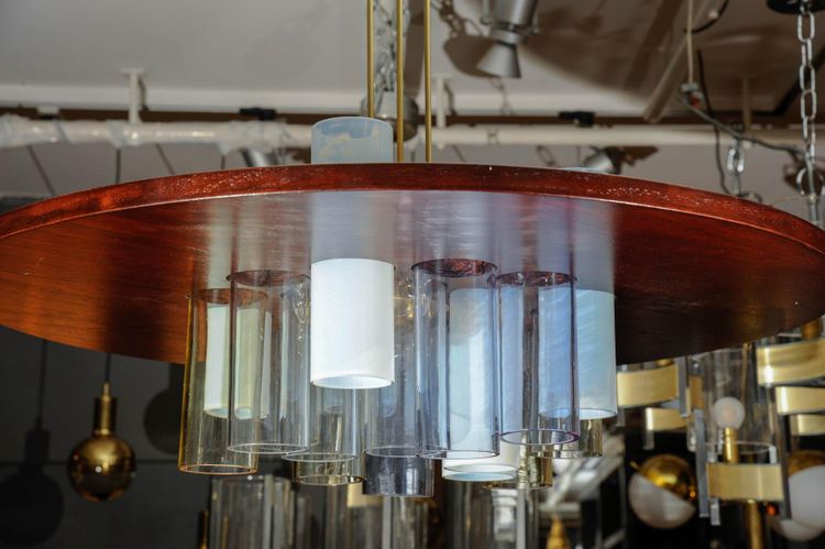Unique wood and glass chandelier by Esperia