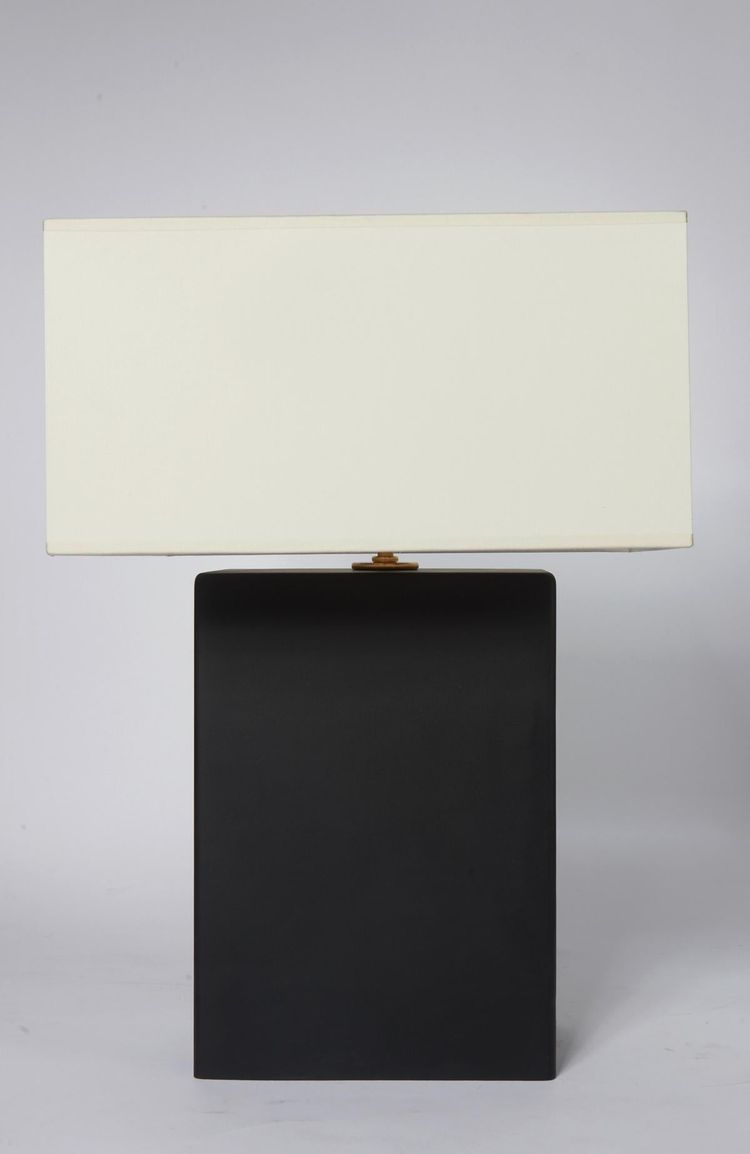 Pair of rectangular desk lamps in matte black fabric