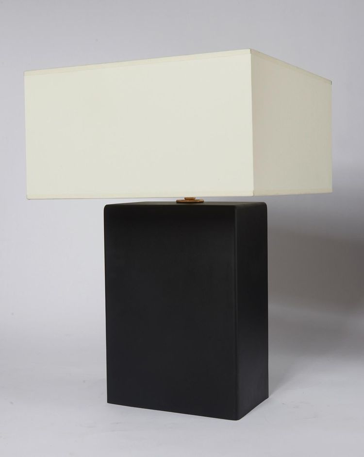 Pair of rectangular desk lamps in matte black fabric