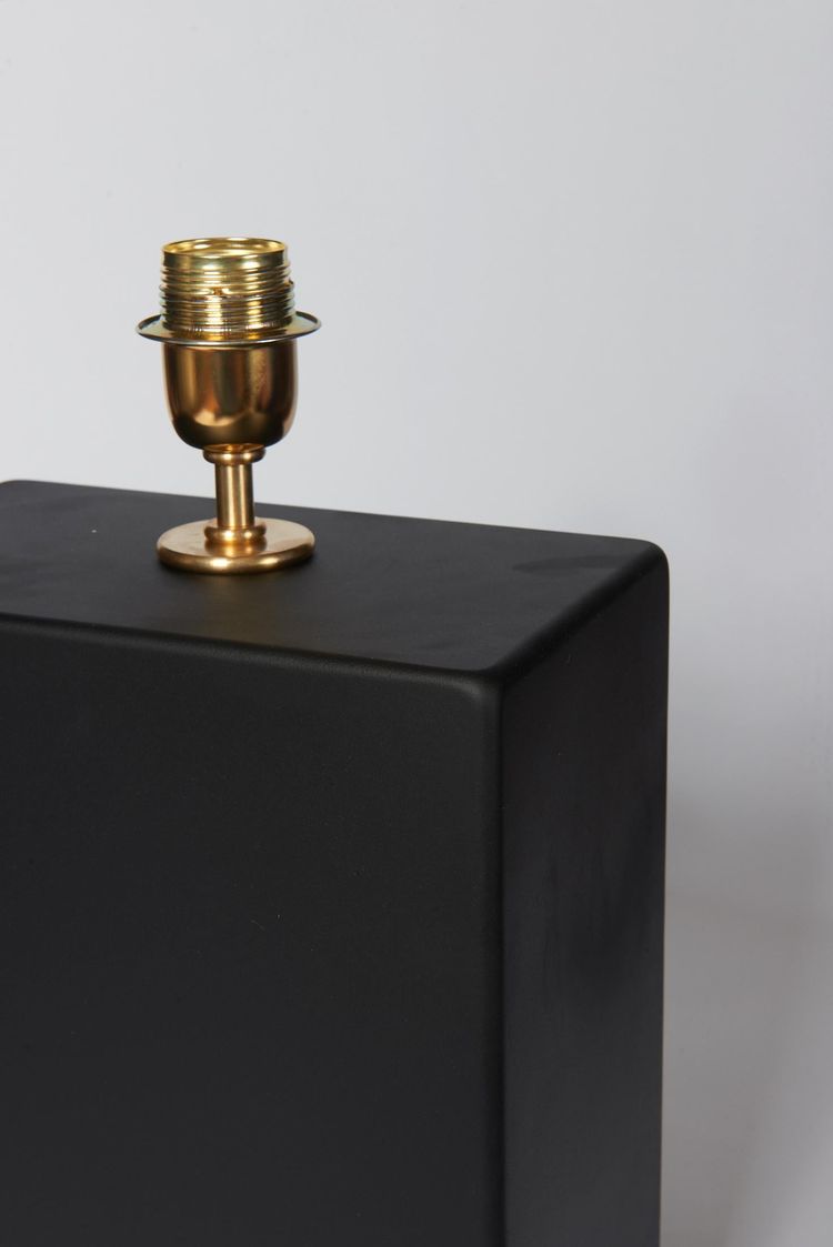 Pair of rectangular desk lamps in matte black fabric