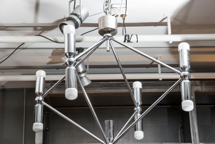 Square nickel chandelier by Kinkeldey