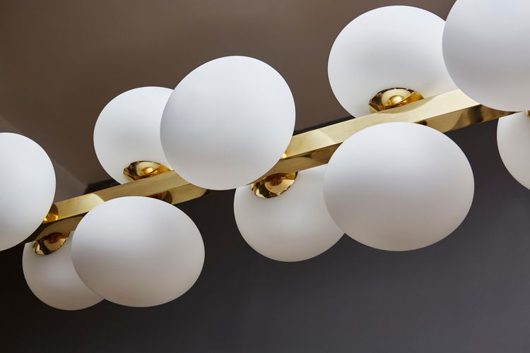 Large brass chandelier with globes