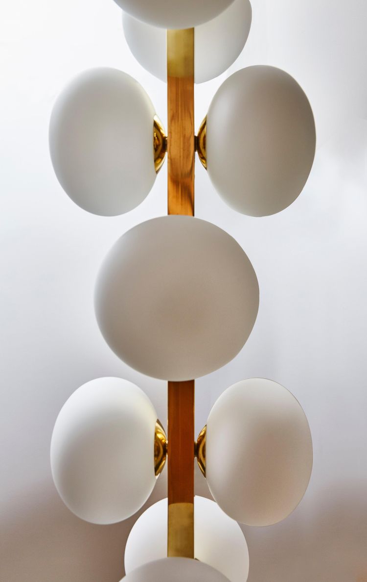 Large brass chandelier with globes