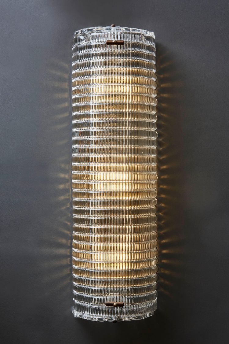 Transparent textured Murano glass with brass frame