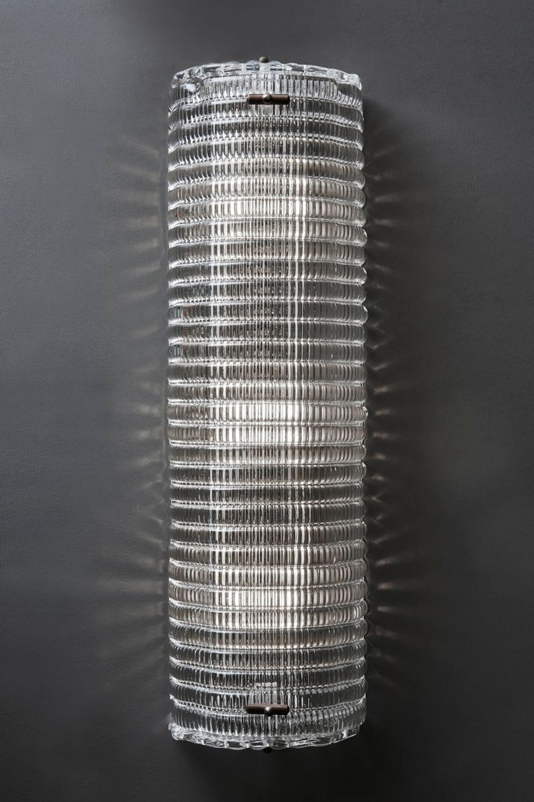 Transparent textured Murano glass with brass frame