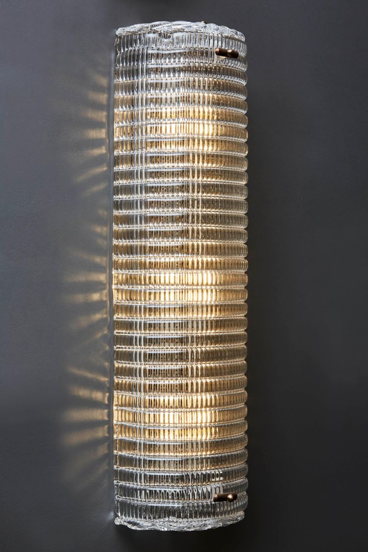 Transparent textured Murano glass with brass frame