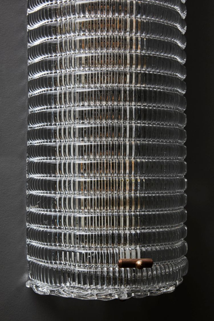 Transparent textured Murano glass with brass frame