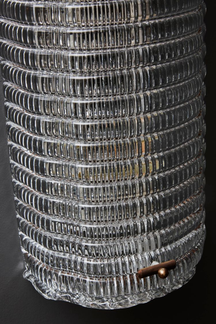 Transparent textured Murano glass with brass frame