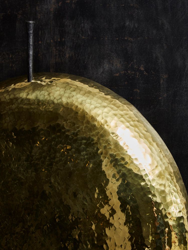 Helios wall sconces in brass and iron by Alexandre Taveau