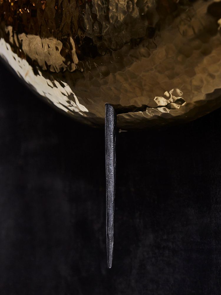 Helios wall sconces in brass and iron by Alexandre Taveau