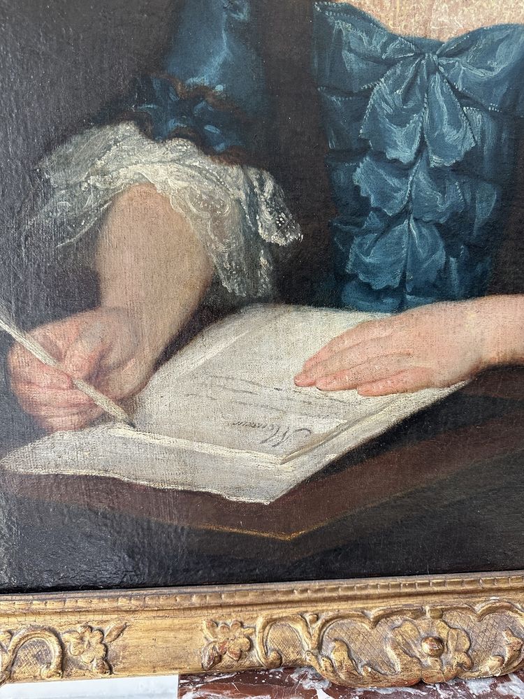 French school of the 18th century. Oil on canvas "La jeune femme à la lettre" (Young woman with a letter)