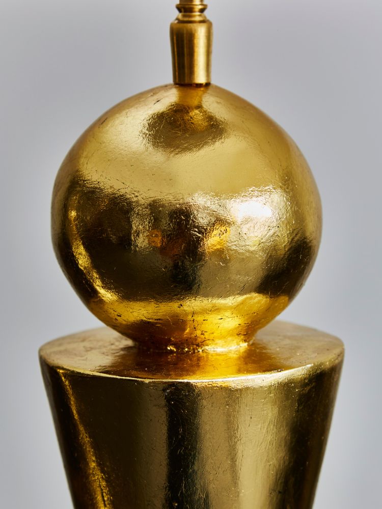 Pair of gold-leaf-covered plaster desk lamps