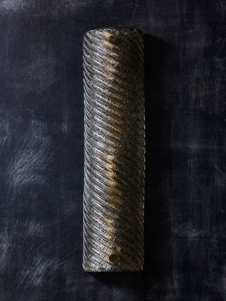 Wall lights in smoked and grooved Murano glass