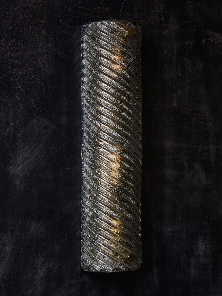 Wall lights in smoked and grooved Murano glass