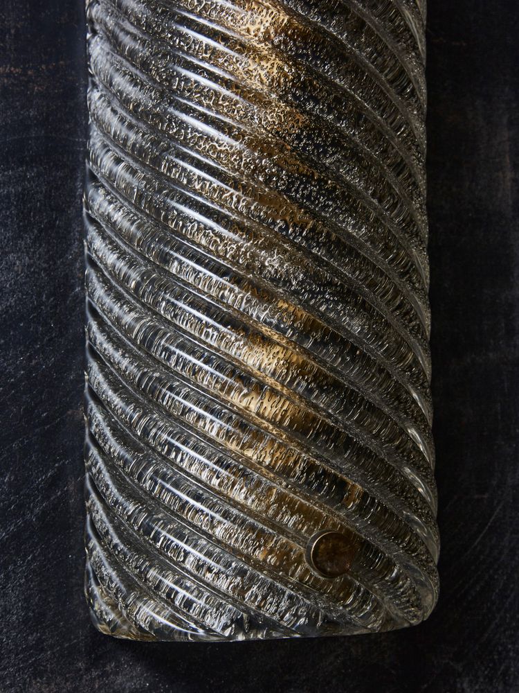 Wall lights in smoked and grooved Murano glass