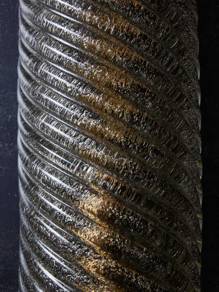 Wall lights in smoked and grooved Murano glass