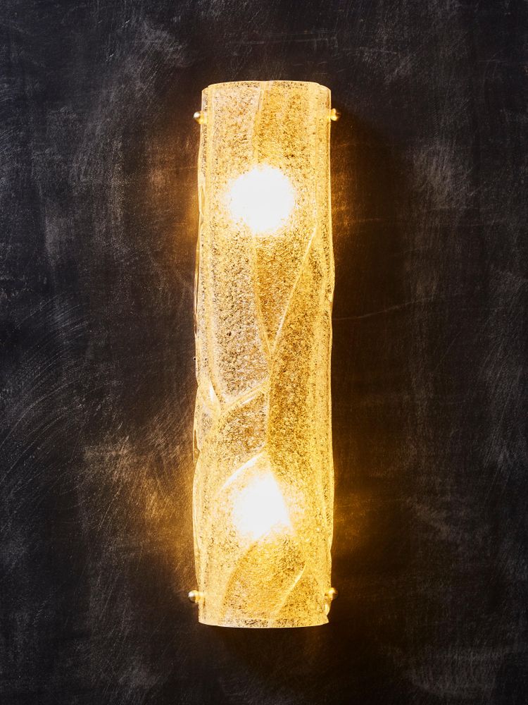 Small wall sconces in gold-speckled Murano glass