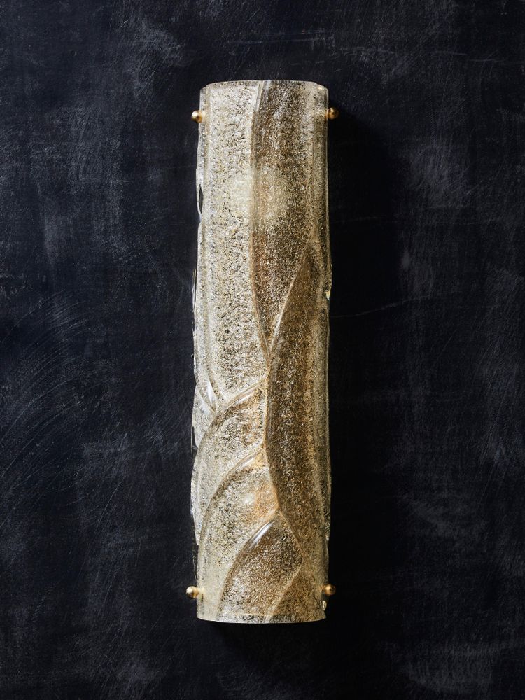 Small wall sconces in gold-speckled Murano glass
