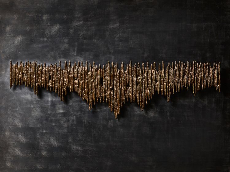 Brutalist horizontal wall lamp in bronze